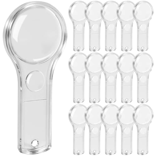 SenseYo 15 PCS Mini Magnifying Glass for Kids 5X 10X Small Clear Kid Magnifier for Seniors Reading Close Work Book Newspaper Study Hobby Nature Exploration Scientific Activities - size: 15