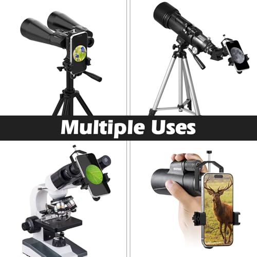 Metal Telescope Phone Adapter-Phone Scope Mount for Phone(2.09''-3.54'' Wide) Phone Holder Mount for Telescope, Binocular, Microscope, Spotting Scope Fits Eyepiece with Diameter 0.95"-2.05"