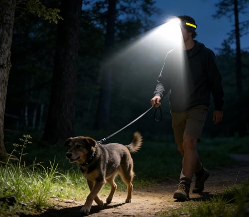 Rechargeable Headlamp with Motion Sensor,LED Headlight, Waterproof Bright Head Lamp for Adults, Camping, Running, Hiking, Fishing, Hard Hat Light - color: Round