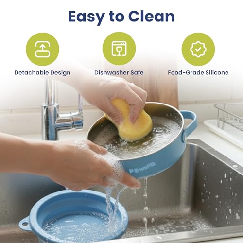 PawsPik 2-in-1 Travel Dog & Cat Bowl – Collapsible BPA-Free Silicone - color: Midnight Summit Blue