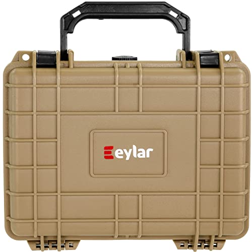 Eylar Protective Camera Hard Case Water & Shock Proof w/Foam, TSA Standards 9.12 inch 7.56 inch 4.37 inch (Tan FDE) - color: Tan FDE