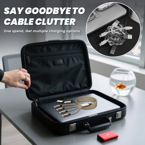 Travel 4 in 2 USB C Charging Cords,Universal Charging Cable for All Devices - color: Dark Gold & Black