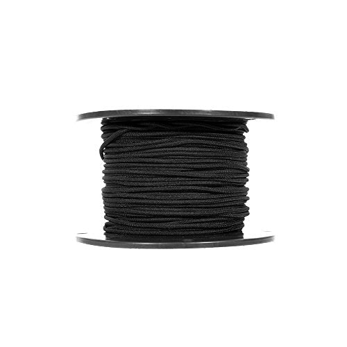 Diamond Weave Shock Cord (1/8 Inch, 25 Feet) - Black Elastic Bungee Cord Replacement - size: 1/8 Inch x 25 Feet