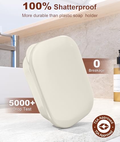 Quatish Leakproof Soap Dish with Lid & Draining Layer, Shatterproof Travel Bar Soap Holder Case Container, Portable Travel Size Toiletries Essentials for Camping, Gym, Bathroom, Beige - color: Grey, size: Medium