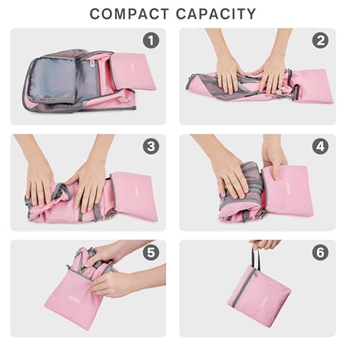 G4Free 10L/15L Hiking Backpack Lightweight Packable Hiking Daypack Small Travel Outdoor Foldable Shoulder Bag - color: Pink Checkered, size: 10L