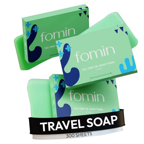 FOMIN Paper Soap Sheets for Hand Washing - 300 Tea Tree Travel Soap Sheets - color: Tea Tree (Pack of 3)