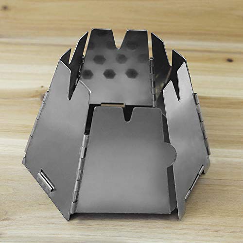 HUIOP Mini Folding Stainless Steel Hexagon Wood Stove - Portable Outdoor Camping Backpacking Cooking Stove