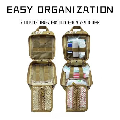 Tactical Molle IFAK Pouch – Tear Away Rip Away First Aid Medical Pouch, Large Capacity, Water-Resistant 900D Polyester, Horizontal, Multi-Compartment, EDC, Military Emergency Kit - color: CP