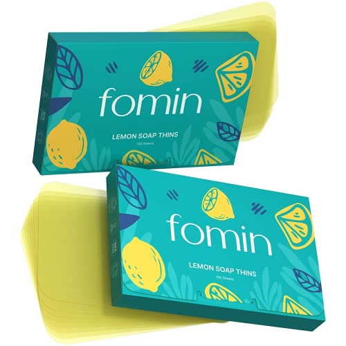 FOMIN Paper Soap Sheets for Hand Washing - 200 Lemon Travel Soap Sheets - color: Lemon (Pack of 2)