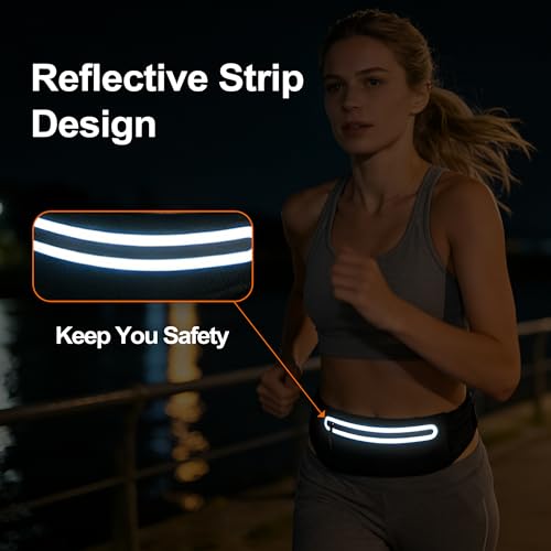 Slim Running Belt for Women Men,Phone Holder Waist Pack,Runners Fanny Pack - color: Black
