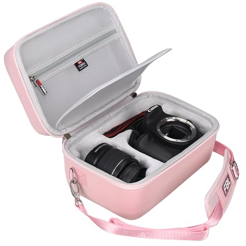 FBLFOBELI EVA Camera Case for Canon EOS Rebel T7/T8i/T5/R50/R100 | Hard EVA Shell, Shockproof & Water-Resistant, Custom Molded Interior, Detachable Shoulder Strap, Travel Storage Bag, Pink - color: Pink