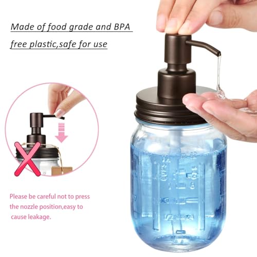 Amolliar Mason Jar Liquid Soap Dispenser Lid, Lotion Soap Pump Bronze 4Pack | Stainless Steel Soap Pump 16oz Regular Mouth Jar, Farmhouse Decor, Hand Soap, Dish Soap, Lotion Soap Lid, Extra 2 Long Tubes - color: Bronze, size: 4 Pack