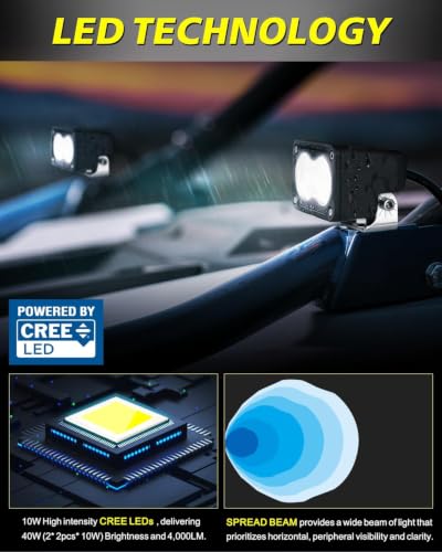 Diffused LED Pods 3 Inch 40W CREE LED Auxiliary Work Lights | High Intensity CREE LEDs Scene Lights Ditch Camper Fishing Area Lights for Trucks Pickup Camper Tractor Trailer SUV - color: White