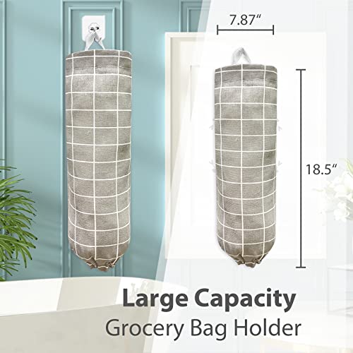 SYIPO Plastic Bag Holder, Reusable Grocery Bag Organizer, Wall Mount, Plaid Grey, 1 Pack, 15.7in x 9.8in - color: Plaid Grey