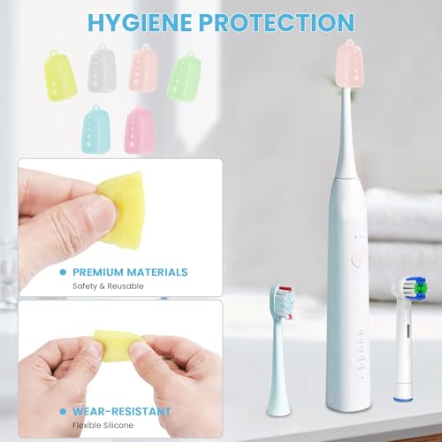Lapfoon 6 Pack Toothbrush Covers, Silicone Tooth Brush Cover Cap | Toothbrush Caps for Electric & Manual Toothbrush Heads - color: Green