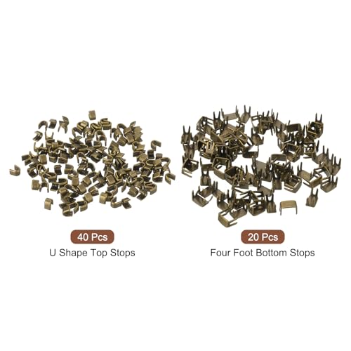 uxcell #5 Zipper Slider Retainers Kit, 20Pcs Bottom Stops & 40Pcs Top Stops for Bags Coats Jackets Closed-end Zippers Replacing, Bronze - color: Bronze, size: #5