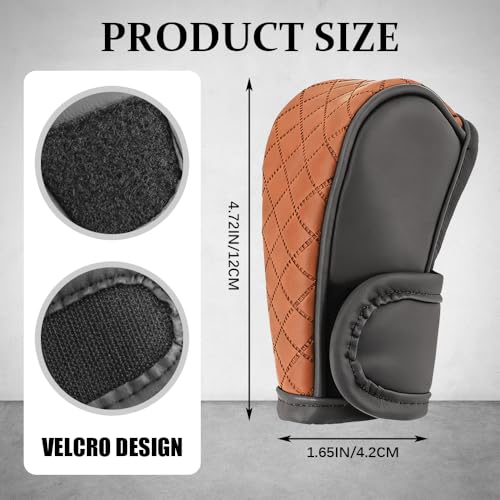 Leather Car Gear Shift Knob Cover, Car Shifter Cover, Anti-Slip Dust Waterproof Gear Shifter Stick Protector, Auto Automatic Shift Knob Handle Protector for Most Vehicles (Black Brown) - color: Black Brown