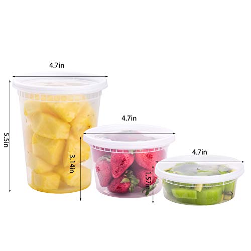 TashiBox [8 oz,16oz,32oz,48Sets,16Sets each size Plastic food storage containers with lids airtight,BPA Free,Microwave/Dishwasher/Freezer Safe - size: 8oz-16sets+16oz-16sets+32oz-16sets