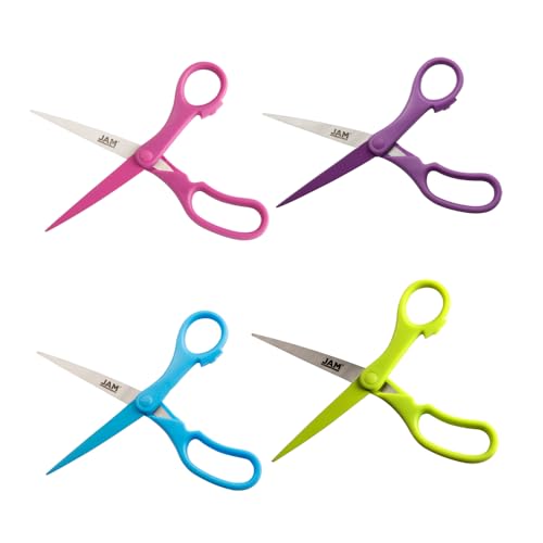 JAM PAPER Multi-Purpose Precision Scissors Set - 8 Inch - Spring Assortment - Ergonomic Handle & Stainless Steel Blades - 4/Pack - color: Spring Assortment, size: Standard (8 Inch)