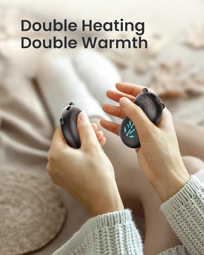 Hand Warmers Rechargeable 2 Pack, 6000mAh Electric Hand Warmer Reusable, 20Hrs Long Heating, Portable Pocket Heater Handwarmer for Women Men, Outdoor Camping, Hunting Gear - color: Black