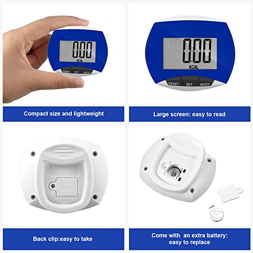 Weewooday Pedometer for Walking Steps and Miles Simple Pedometer Clip on with Large Digital Display Portable LCD Step Counter Bulk Gift for Women Men Adults - color: Blue