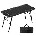 BLACKDOG Modular IGT Camping Table with Center-Folding Design, 4.5 Unit Aluminum Outdoor Kitchen Table, Adjustable Height 16"-24", Portable Folding Camp Table with Side Rails & 7 Expandable Plates - color: Midnight Black