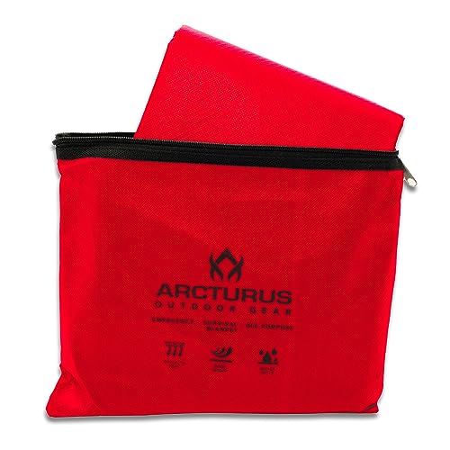 Arcturus All-Weather Outdoor Survival Blanket, Thermal Emergency Blanket, Reflective Heat Tarp with Grommets, Lightweight for Camping, Backpacking, Hiking & Emergency Car Kits, Red, 60x82in - color: Red