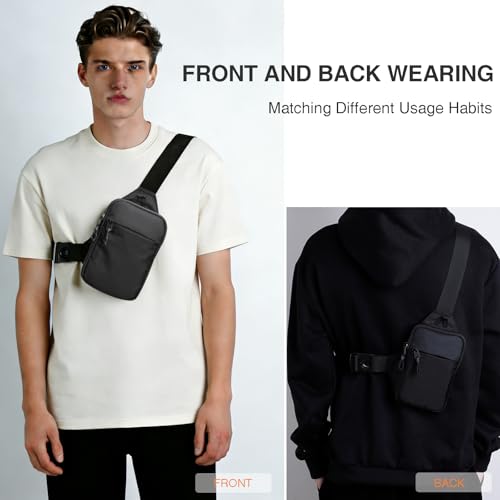 higouta Mini Sling Bag for Men Women, Small Crossbody Casual Utility Chest Phone Bag for Travel Workout - color: Nave Blue