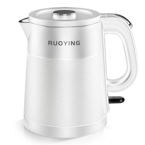 0.8L Portable Stainless Steel Travel Electric Kettle, Double Wall | White. Small Capacity, Cool Touch Double Wall Stainless Steel, Fast Boil, Auto Shutoff & Boil Dry Safety, 2-Year Warranty - color: White