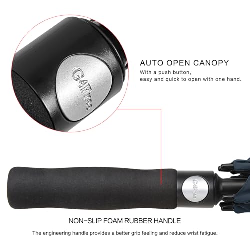 G4Free 47/54/62/68/72 Inch Golf Umbrella Windproof Auto Open Large Umbrella | Oversized Stick Umbrella, Extra Large, Vented Double Canopy, Waterproof 210T Pongee Fabric, Fiberglass Frame, EVA Foam Handle - color: Navy Blue, size: 62 inch