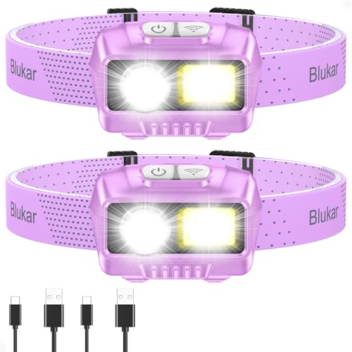 Blukar LED Headlamp Rechargeable, 2000L Super Bright Headlight Flashlight - color: Purple