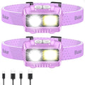 Blukar LED Headlamp Rechargeable, 2000L Super Bright Headlight Flashlight - color: Purple