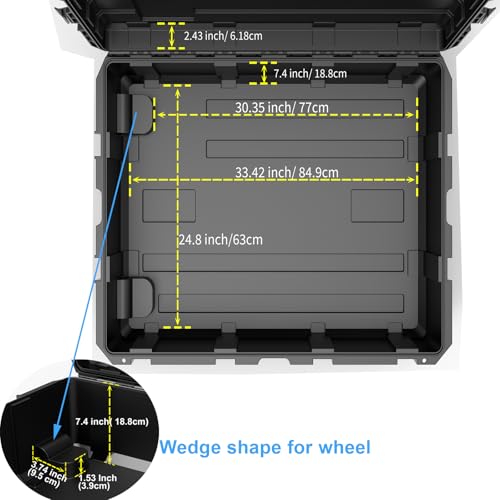 Regetek Waterproof Hard Case 38 x 29 x 11 Inch, Rolling Hard Case with Wheels,Customizable Foam,3 Large Handle, for cameras, Equipment, tool, IP67,Shockproof, Inner 32.8" x23.9" x8.6"