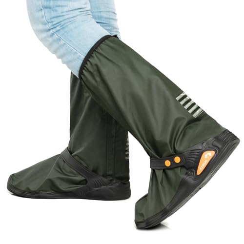 IwIeIaIrI PVC Waterproof Rain Boot Covers with Safety Reflector, Green, L - color: Green, size: Large
