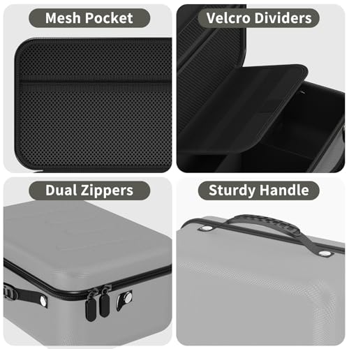 Hard Shell Camera Case Compatible with Canon EOS Rebel T7/R50/R100 and More DSLR & Mirrorless Cameras – Portable Travel Bag with Adjustable Dividers, Mesh Pocket & Shoulder Strap (Grey) - color: Grey