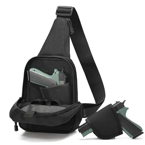 Shoulder holster bag for concealed carry of handguns Chest pack with Sling Ccw Sling Bag Tactical Crossbody Bag - color: Black