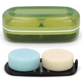 AIMAIAIMAI Shampoo Bar Holder Travel Case for Two Bars – Compatible with Most Solid Shampoo & Conditioner Bars, Large Soap Container for Bathroom or Travel (Green Style A-Large) - color: Green Style A-large