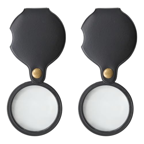 20X Pocket Magnifying Glass 2 Pcs Portable Pocket Magnifier - color: Black