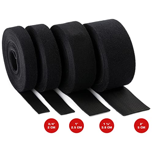Envisioned Reusable Hook & Loop Strong Grip Fastener Roll with Soft Touch Microfiber Velour 1" x 16' (1" Wide, 16 Feet Long) - Black - size: 1" x 16' Black Velour