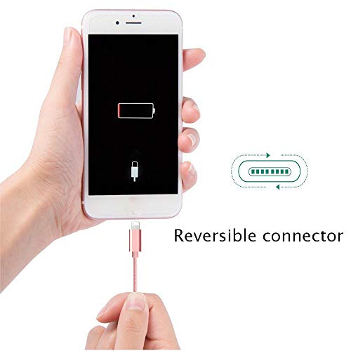 RoFI Compatible Phone Cable [2Pack], 2 FT Nylon Braided Fast Charging USB Cord Replacement for iPhone X 8 Plus 7 Plus 6s 5 SE & More (Rose Gold) - color: 2 Pack Rose gold, size: 2 FT