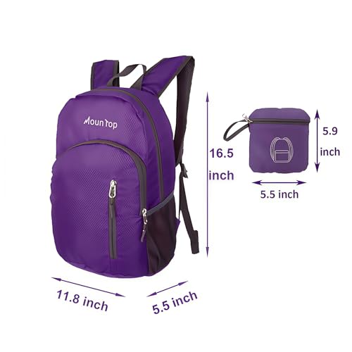 MounTop Outdoor Lightweight Foldable Water Resistant Backpack for Travel Hiking Riding - color: Purple