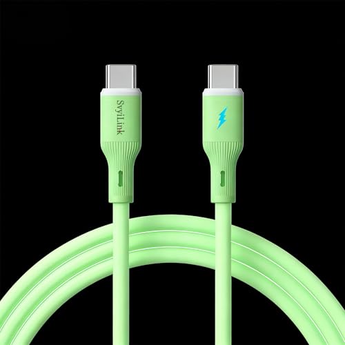 USB Cable PD Fast Charger(C to C Rubber Green) Mobile Phone Data Cable,Charging Cable, Supports Data Transfer,39-inch,Soft Liquid Silicone Material，Compatible with Almost All Type-C Devices. - color: USB C TO C Rubber Green
