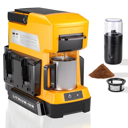 Taingwei Portable Coffee Maker for Dewalt 20V Battery, Drip Coffee Machine with Electric Coffee Grinder for RV, Camping, Travel, Car, Hiking (Battery Not Included) - style: For Dewalt Battery