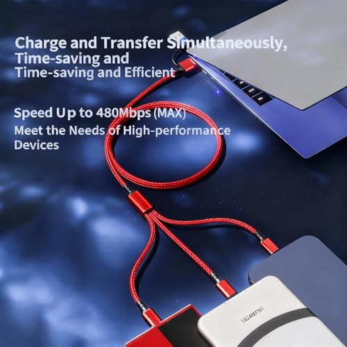 USB Cable PD Fast Charger Lighted Up (USB 6IN1 Braid Red),A Mobile Phone Data Cable, specifically a Fast Charging Cable, Crafted from Nylon Braided Material. - color: USB 6IN1 Braid Red