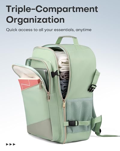 HOTOR Travel Backpack Women, 3 Packing Cubes Carry on Luggage - color: Green, size: 18.5" x 13.0" x 8.3"