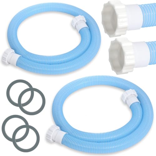 2 Pack 1 1/2 Pool Hose for Above Ground Pool 6ft Pump Replacement Hoses 1.5" EVA Heavy Duty Swimming Pools Hose for Above Ground, Filter Pumps, Saltwater Systems and Sand Filters (Transparent Blue) - color: Transparent Blue