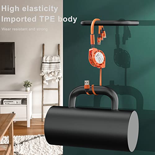 SIQIWO Retractable Multi USB C Charging Cable, 3 in 1 Fast Charging Cord | QC 3.0 Data Sync Fast Charging, Phone Charger Cord ,Travel Car Charger for iPhone17/ Samsung/ MacBook/ Switch - 3.3Ft/ 2 Pack - color: Orange