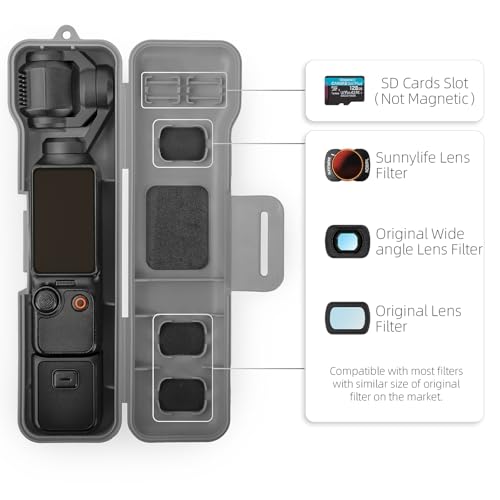 Travel Waterproof Case for DJI Osmo Pocket 3 Accessories (Orange) | for Osmo Pocket 3 Creator Combo / Xtra Muse Case, with 3 Magnetic CPL/ND Filter Slots and 2 Card Slots, with Wrist Strap - color: Orange