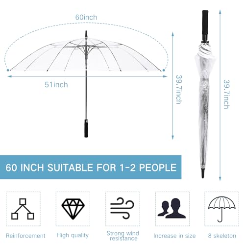 Jexine 60 Inch Extra Large Clear Golf Umbrella, Automatic Open