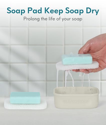 Quatish Compact Leakproof Travel Soap Case, Silicone Soap Box with Draining Layer, Enhanced Soap Container, Suitable for Camping, Gym, Bathroom, Outdoor Essentials, Beige - color: Beige, size: Regular